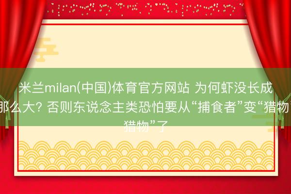 米兰milan(中国)体育官方网站 为何虾没长成猪那么大? 否则东说念主类恐怕要从“捕食者”变“猎物”了