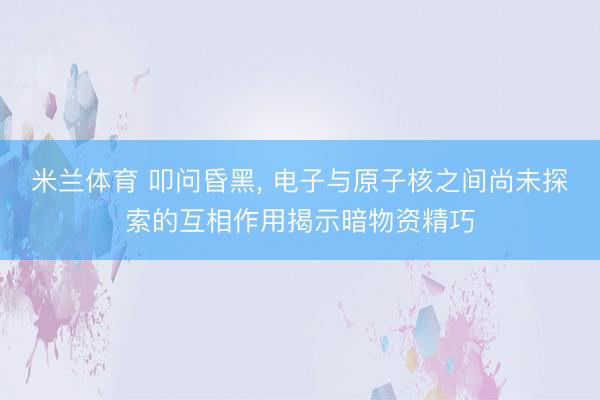 米兰体育 叩问昏黑， 电子与原子核之间尚未探索的互相作用揭示暗物资精巧