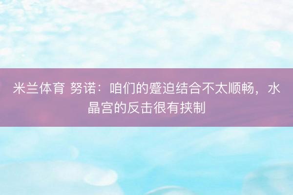 米兰体育 努诺：咱们的蹙迫结合不太顺畅，水晶宫的反击很有挟制