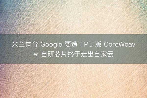 米兰体育 Google 要造 TPU 版 CoreWeave: 自研芯片终于走出自家云