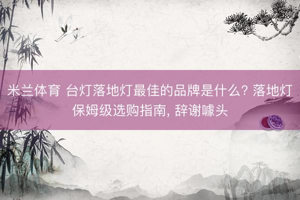 米兰体育 台灯落地灯最佳的品牌是什么? 落地灯保姆级选购指南， 辞谢噱头