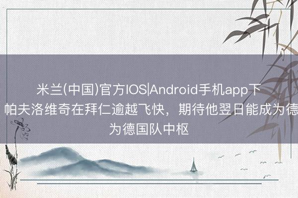 米兰(中国)官方IOS|Android手机app下载 小猪：帕夫洛维奇在拜仁逾越飞快，期待他翌日能成为德国队中枢
