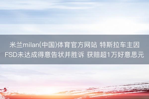 米兰milan(中国)体育官方网站 特斯拉车主因FSD未达成得意告状并胜诉 获赔超1万好意思元