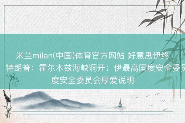 米兰milan(中国)体育官方网站 好意思伊终了和平条约;特朗普:霍尔木兹海峡洞开;伊最高国度安全委员会厚爱说明